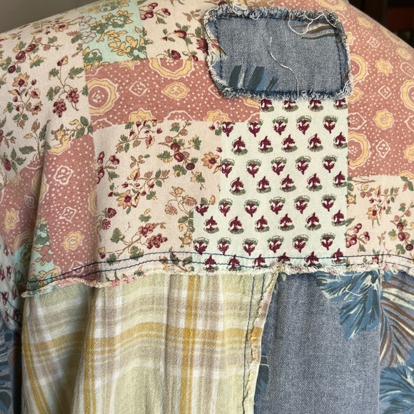 POL - Multicolor Patchwork Button Down Shirt - Picture 6 of 10